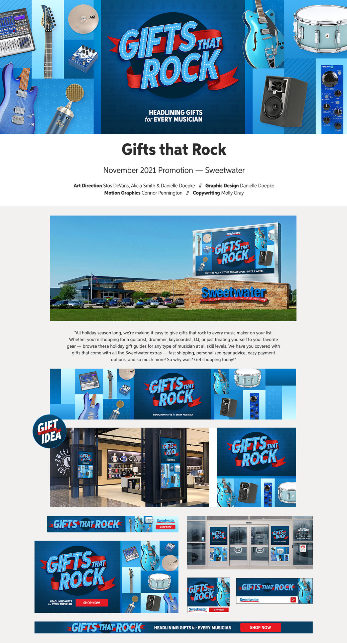 Danielle Doepke Design Portfolio - Sweetwater Project, Gifts that Rock Sales Promo - November 2021