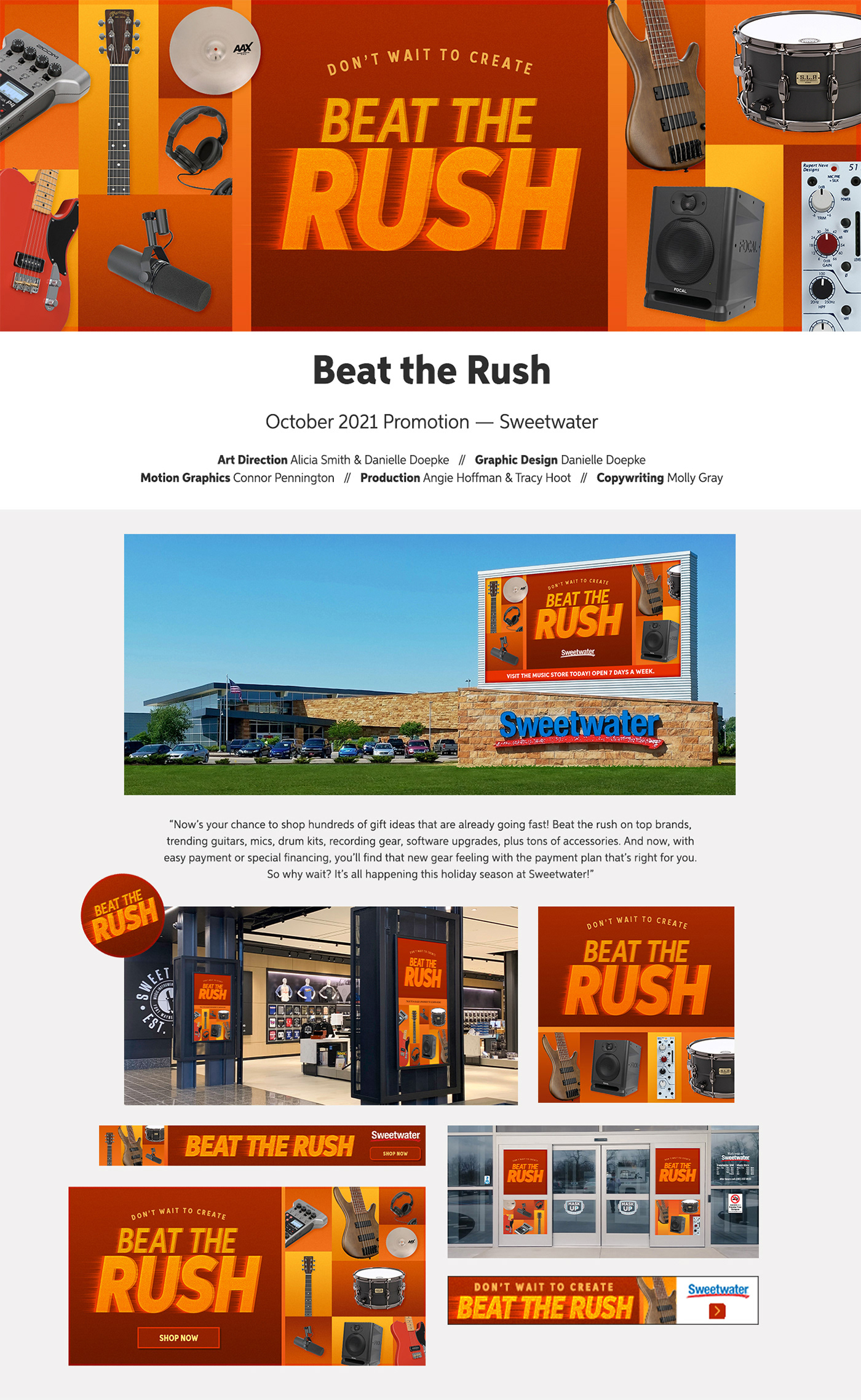 Danielle Doepke Design Portfolio - Sweetwater Project, Beat the Rush Sales Promotion - October 2021